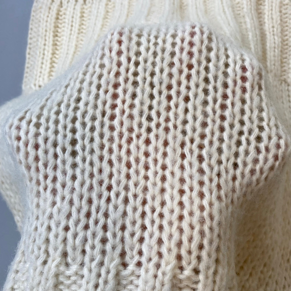 Vero Moda Knit Dress Medium Cream Short Sleeve V-Neck Cozy Soft Sheer Chunky - Picture 7 of 11